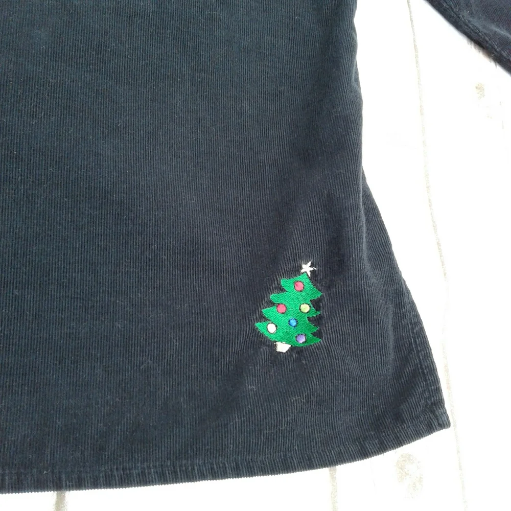 Corduroy button up shirt Christmas trees + sequins - Picture 6 of 8